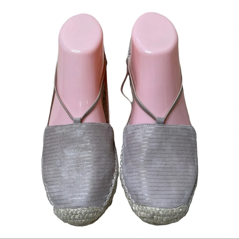 Eileen Fisher Lee Espadrilles 6 Slip-On Flat Loafers Suede Leather Taupe
